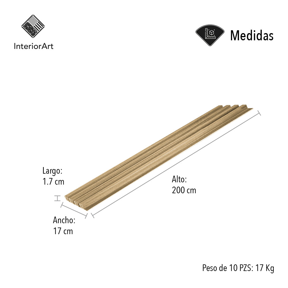 LAMBRIN DECORATIVO PREMIUM 3.4 M² 10 PZAS ESTILO MADERA COLOR CAFÉ CLARO