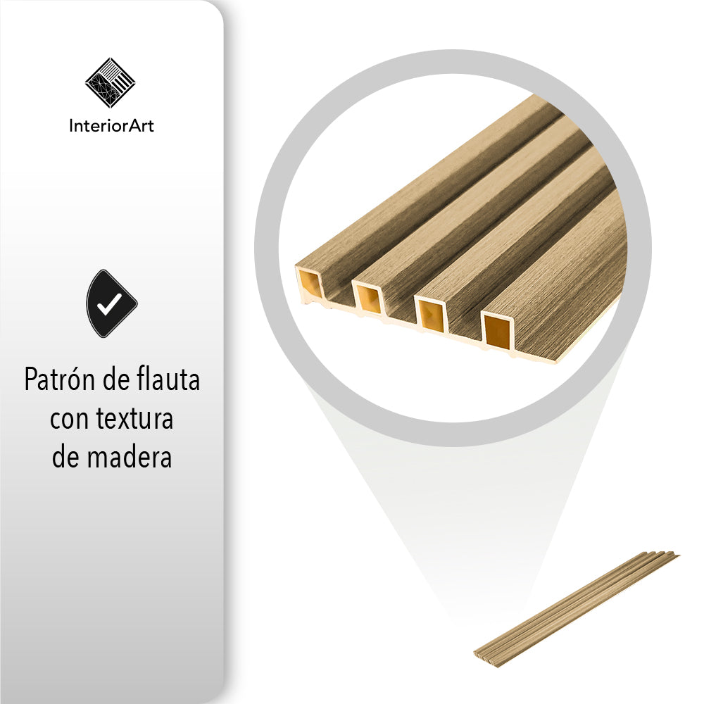 LAMBRIN DECORATIVO PREMIUM 3.4 M² 10 PZAS ESTILO MADERA COLOR CAFÉ CLARO