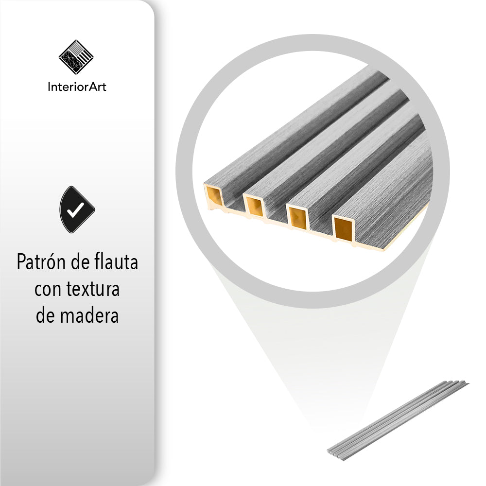 LAMBRIN DECORATIVO PREMIUM 3.4 M² 10 PZAS ESTILO MADERA COLOR GRIS