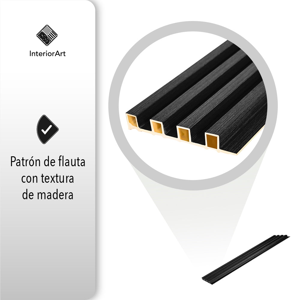 LAMBRIN DECORATIVO PREMIUM 3.4 M² 10 PZAS ESTILO MADERA COLOR NEGRO