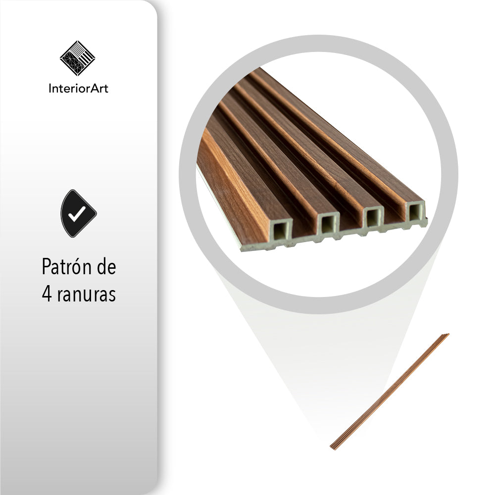 LAMBRÍN DECORATIVO PREMIUM 3.1 M² 10 PZAS ESTILO MADERA COLOR CAFÉ CLARO