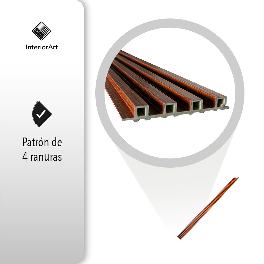Lambrín Decorativo Premium 3.1 M² 10 PZAS Estilo Madera Color Café Oscuro
