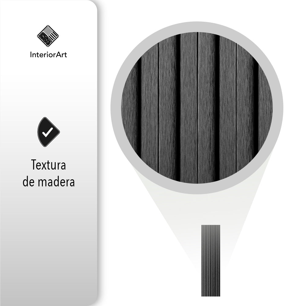 LAMBRÍN DECORATIVO PREMIUM 3.1 M² 10 PZAS ESTILO MADERA COLOR NEGRO