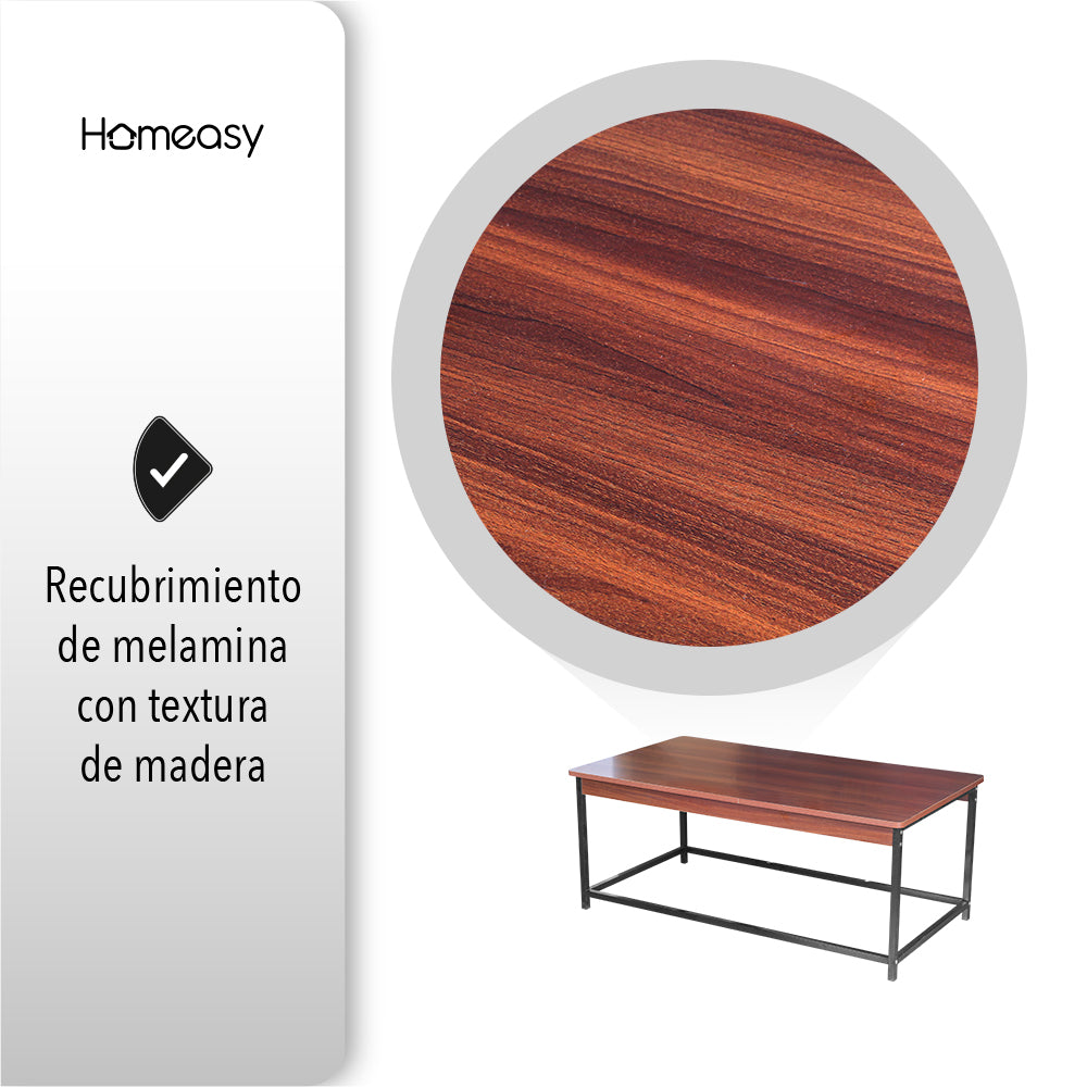 MESA DE CENTRO RECTANGULAR 1.10 M COLOR CAFÉ