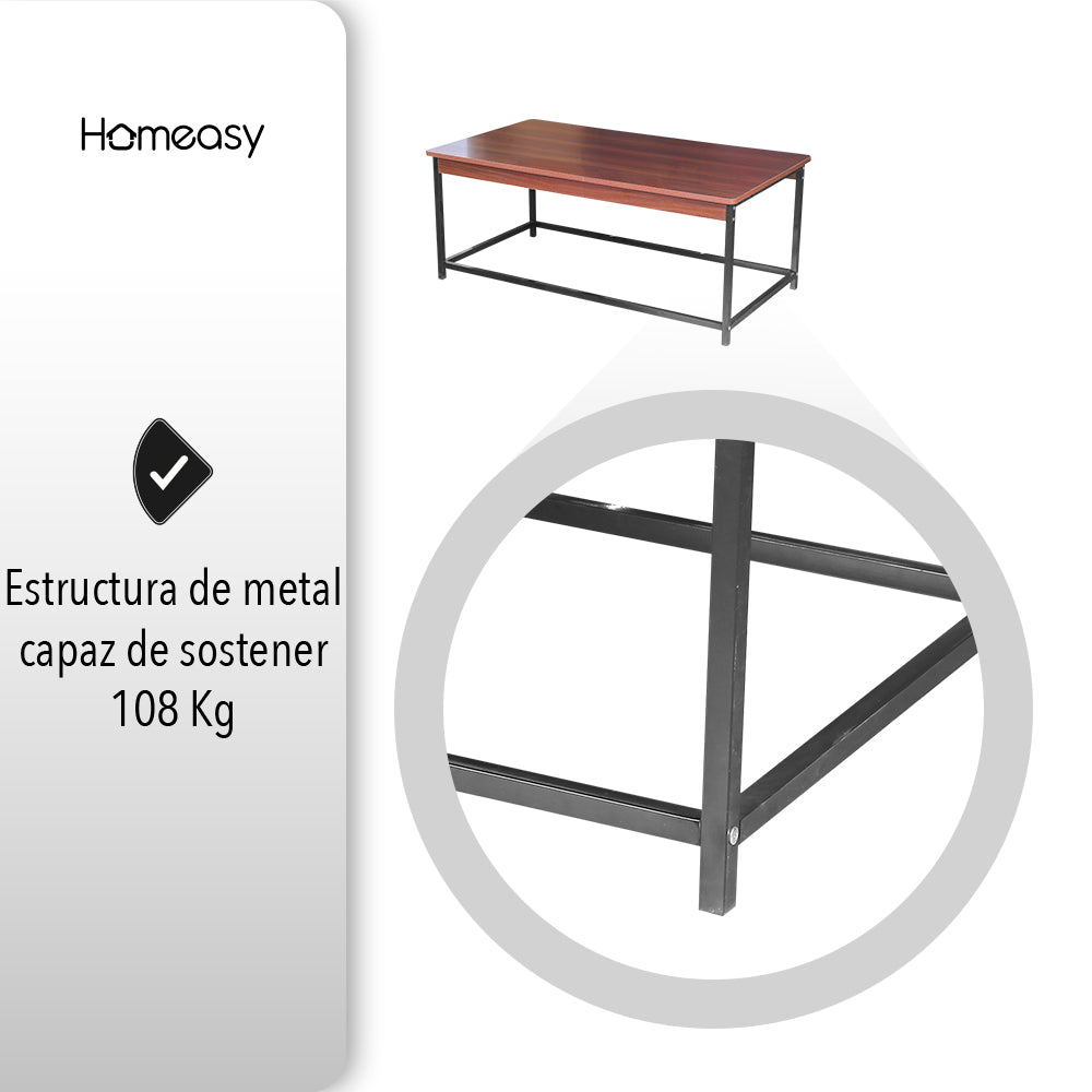 MESA DE CENTRO RECTANGULAR 1.10 M COLOR CAFÉ