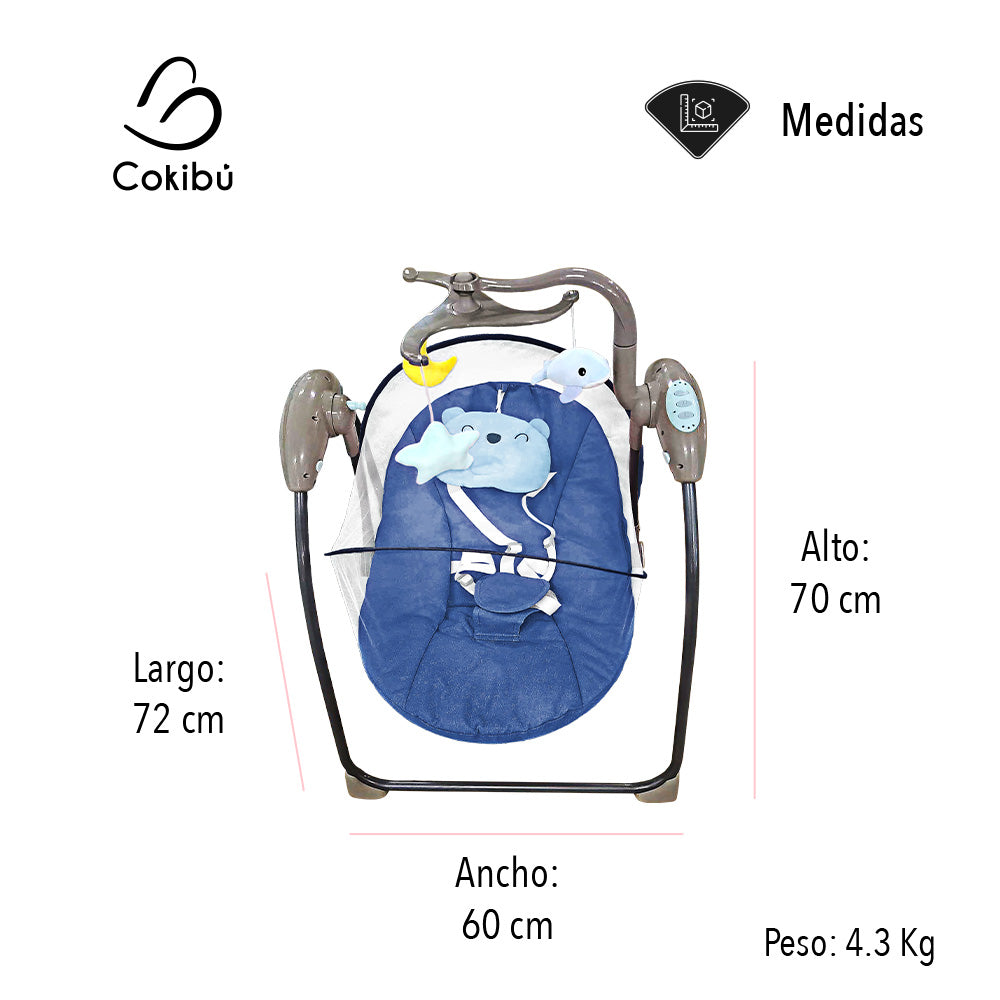 SILLA MECEDORA PARA BEBÉ TIPO COLUMPIO COLOR AZUL (SALDOS)