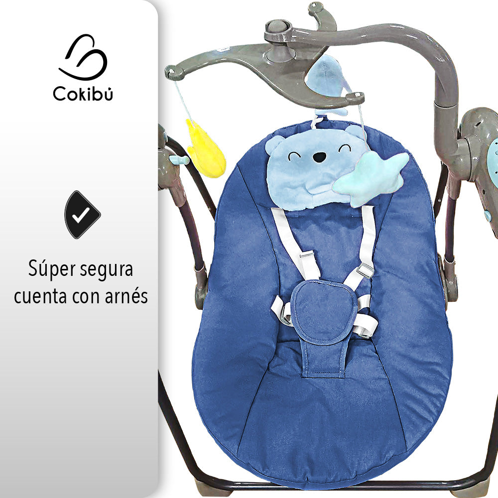 SILLA MECEDORA PARA BEBÉ TIPO COLUMPIO COLOR AZUL (SALDOS)