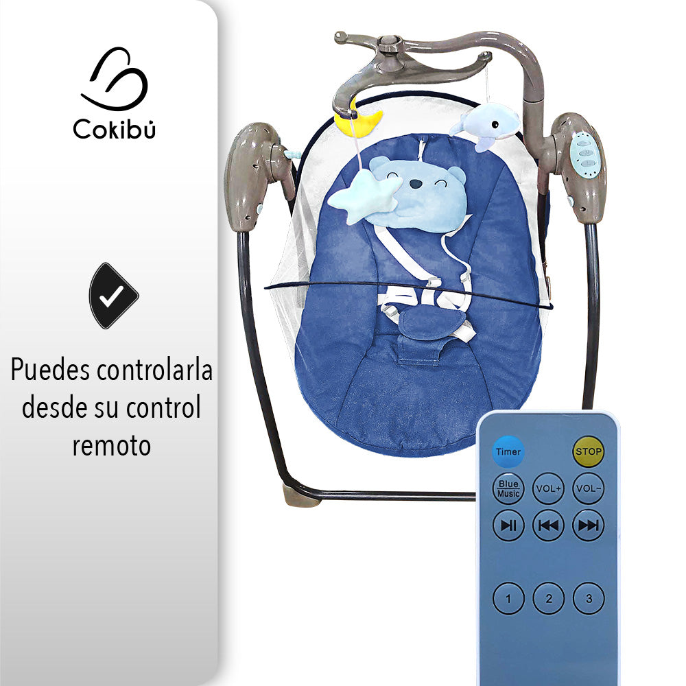 SILLA MECEDORA PARA BEBÉ TIPO COLUMPIO COLOR AZUL (SALDOS)