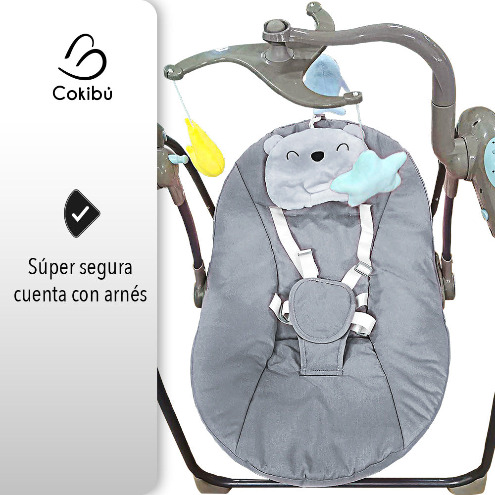 SILLA MECEDORA PARA BEBÉ TIPO COLUMPIO COLOR GRIS (SALDOS)