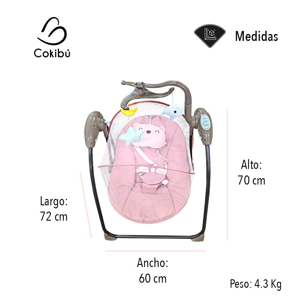 SILLA MECEDORA PARA BEBÉ TIPO COLUMPIO COLOR ROSA (SALDOS)
