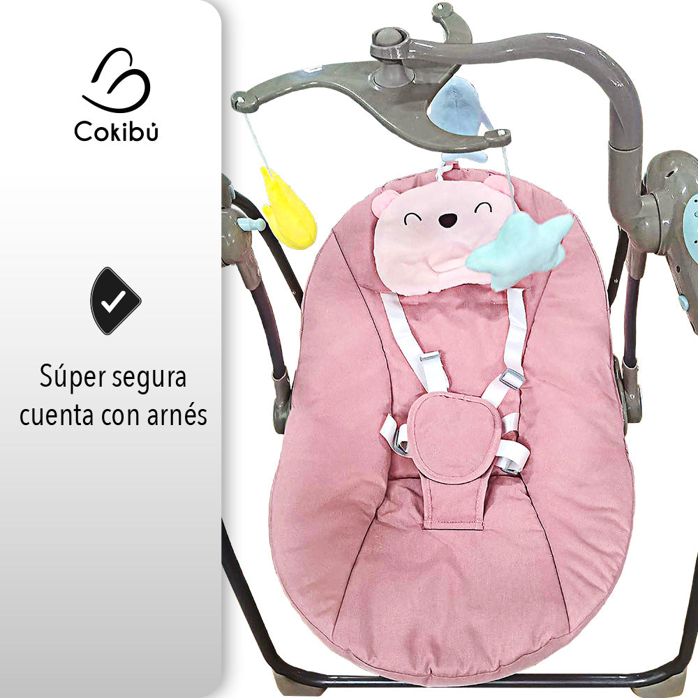 SILLA MECEDORA PARA BEBÉ TIPO COLUMPIO COLOR ROSA (SALDOS)