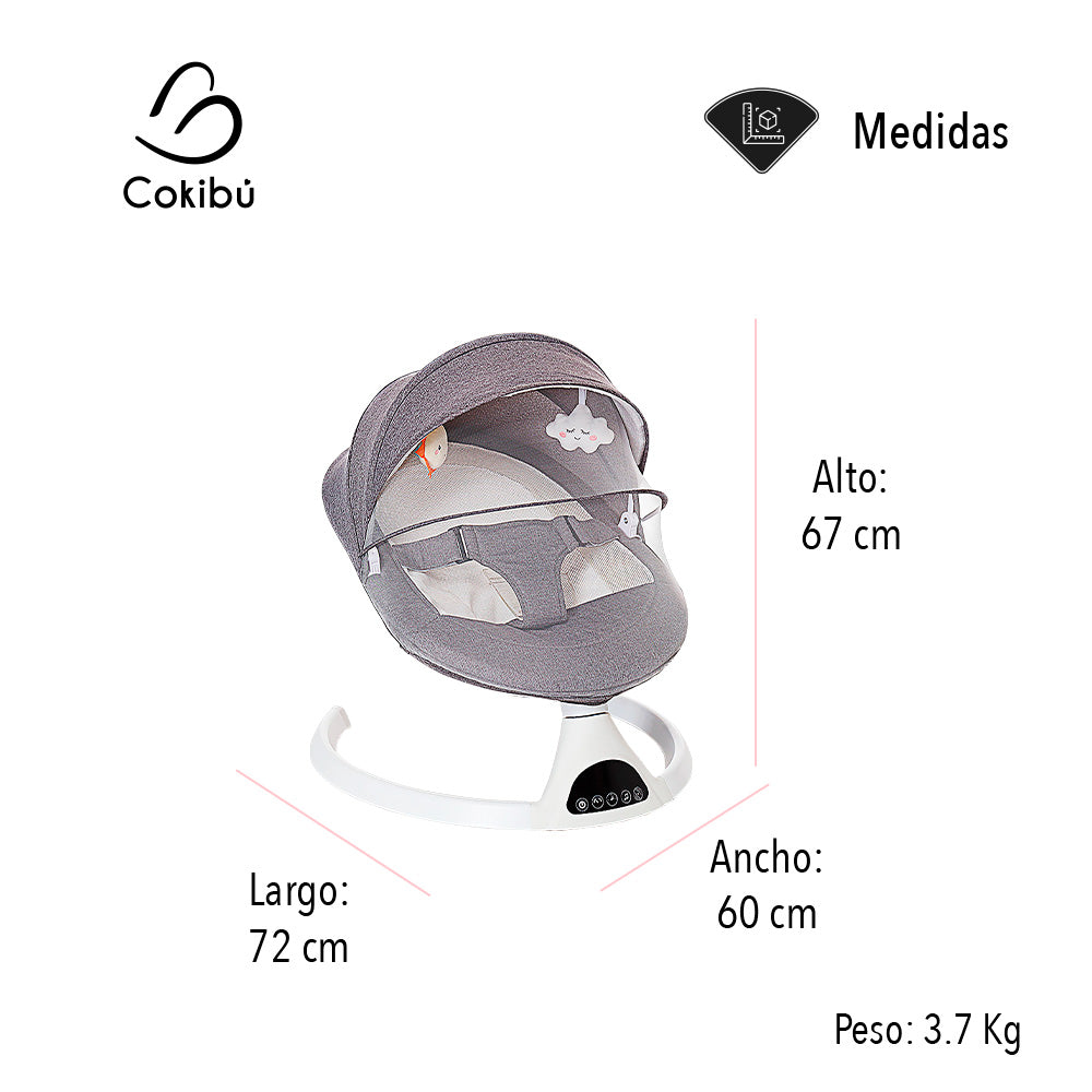 SILLA MECEDORA PARA BEBE CON BASE REDONDA COLOR GRIS