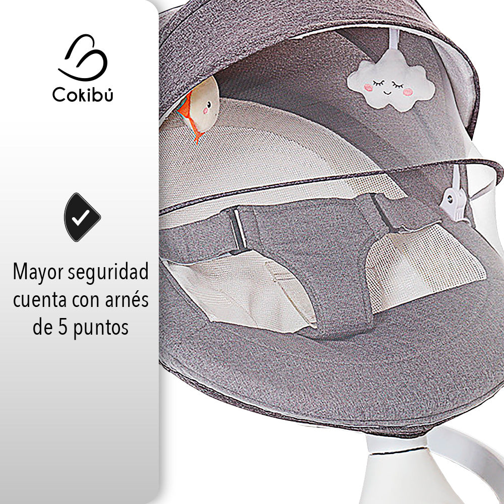 SILLA MECEDORA PARA BEBE CON BASE REDONDA COLOR GRIS
