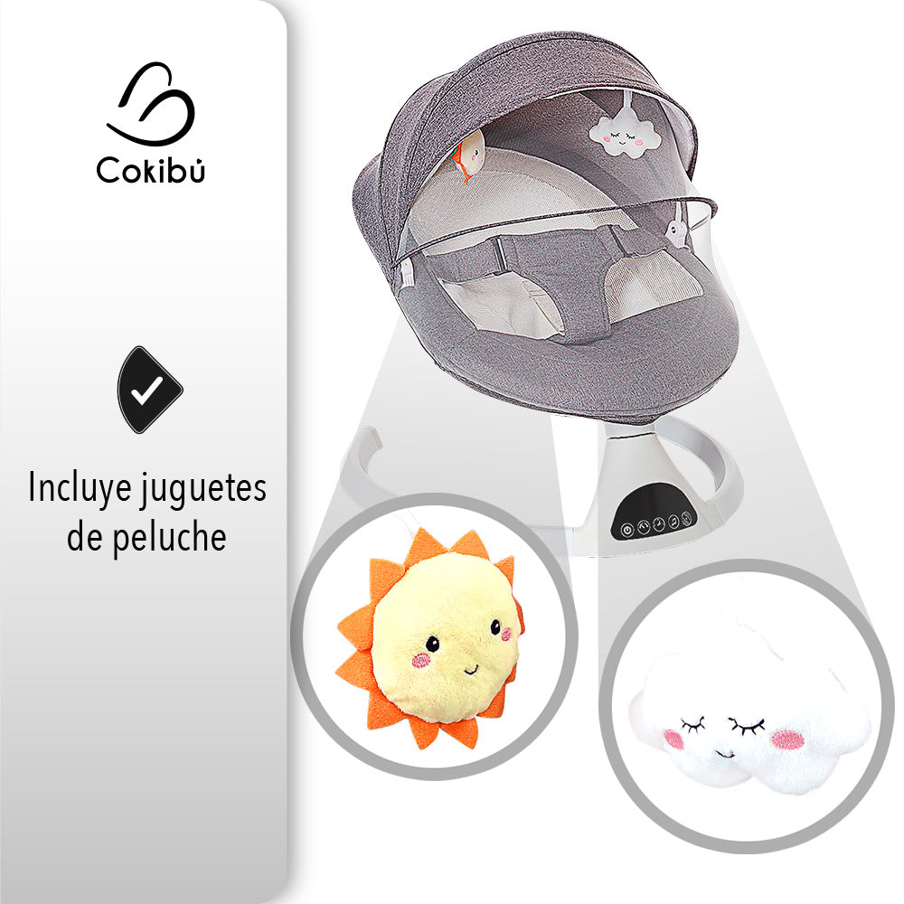 SILLA MECEDORA PARA BEBE CON BASE REDONDA COLOR GRIS