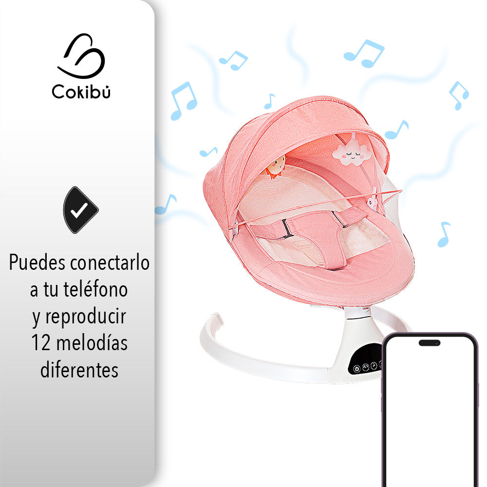 Silla Mecedora Para Bebé Con Base Redonda Color Rosa