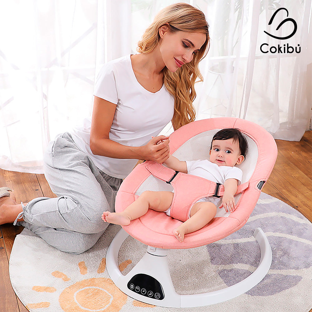 Silla Mecedora Para Bebé Con Base Redonda Color Rosa