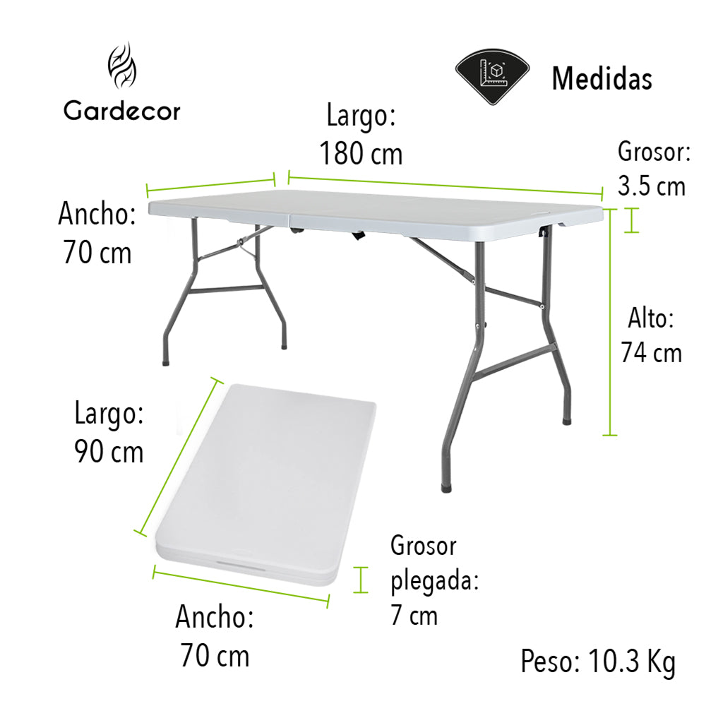 Mesa Plegable Tipo Portafolio de 1.80 M