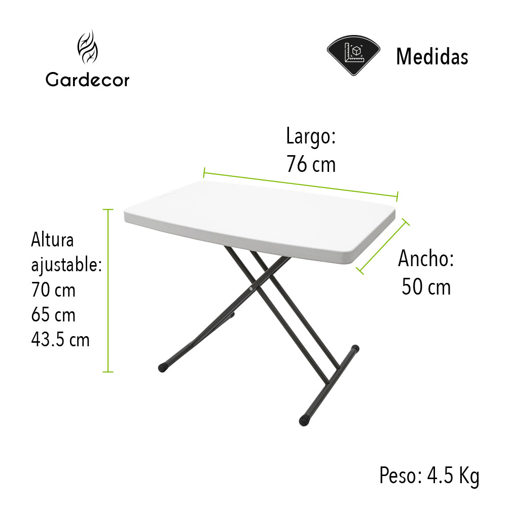MESA DE SERVICIO PLEGABLE DE ALTURA AJUSTABLE