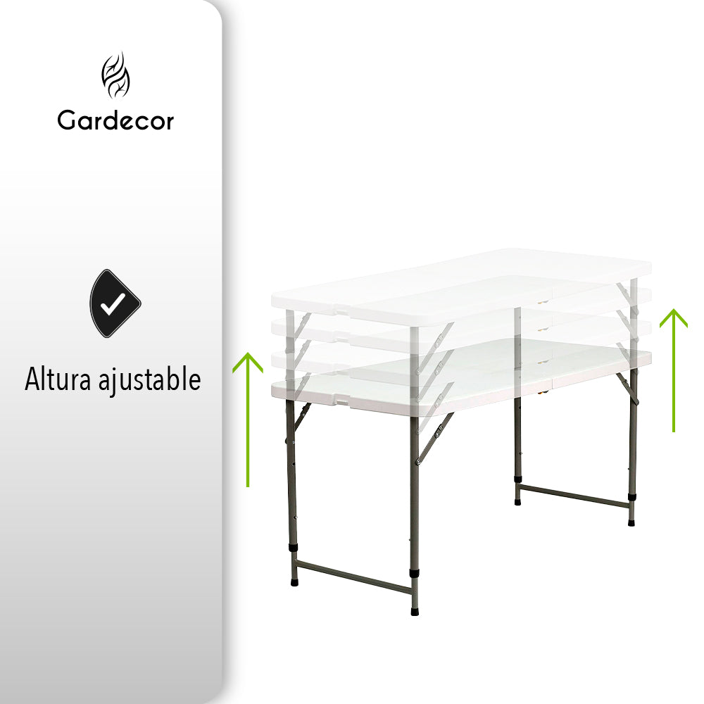 MESA PLEGABLE 1.22 M CON ALTURA AJUSTABLE