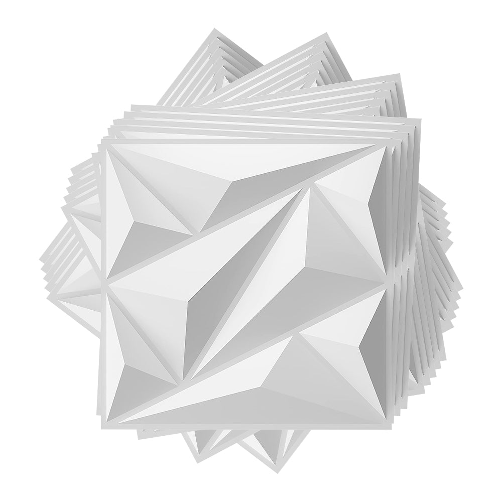 PANEL 3D DECORATIVO 50X50CMS 20PZAS COLOR BLANCO FIGURA TRIANGULO (SALDOS)
