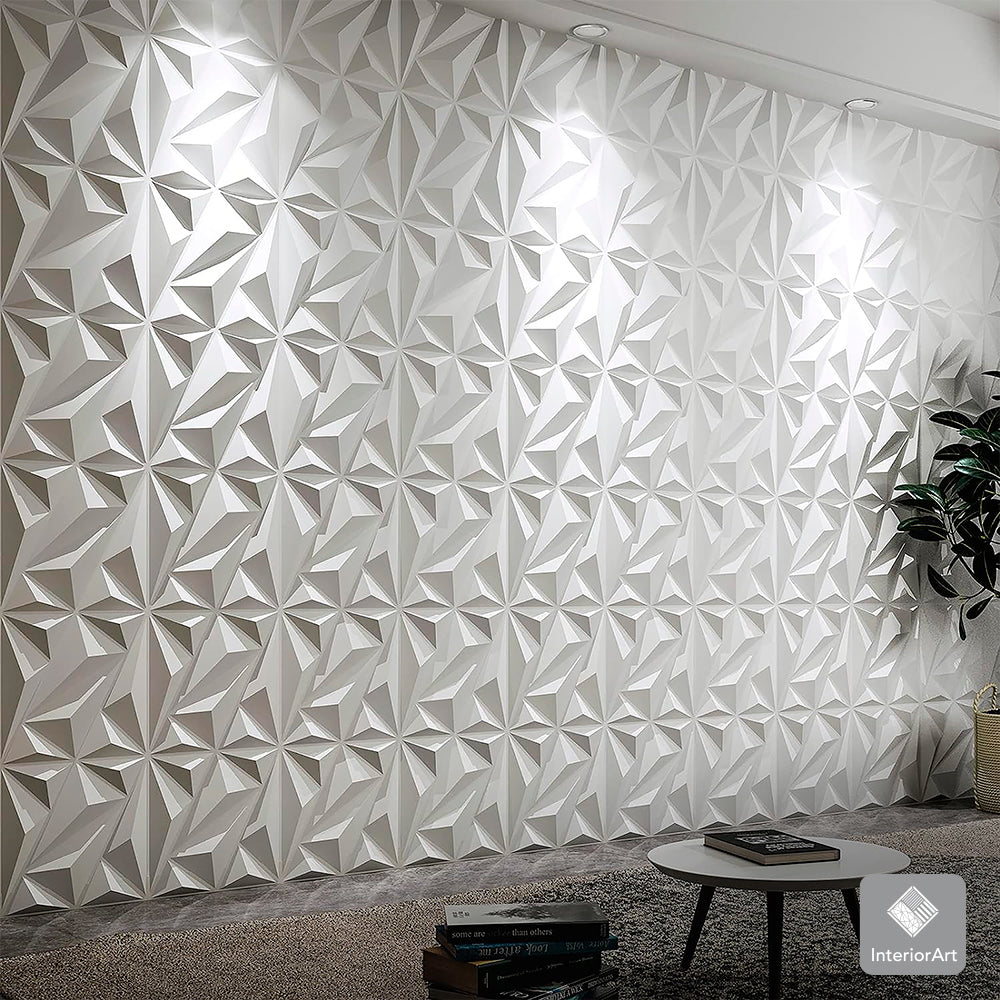 PANEL 3D DECORATIVO 50X50CMS 20PZAS COLOR BLANCO FIGURA TRIANGULO (SALDOS)