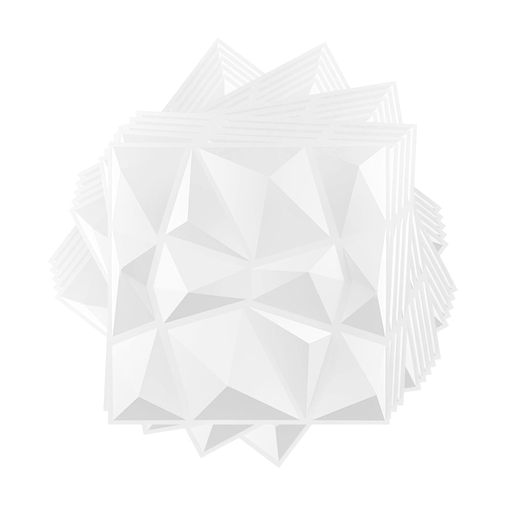PANEL 3D DECORATIVO 50X50 CM 20 PZAS COLOR BLANCO FIGURA DIAMANTE