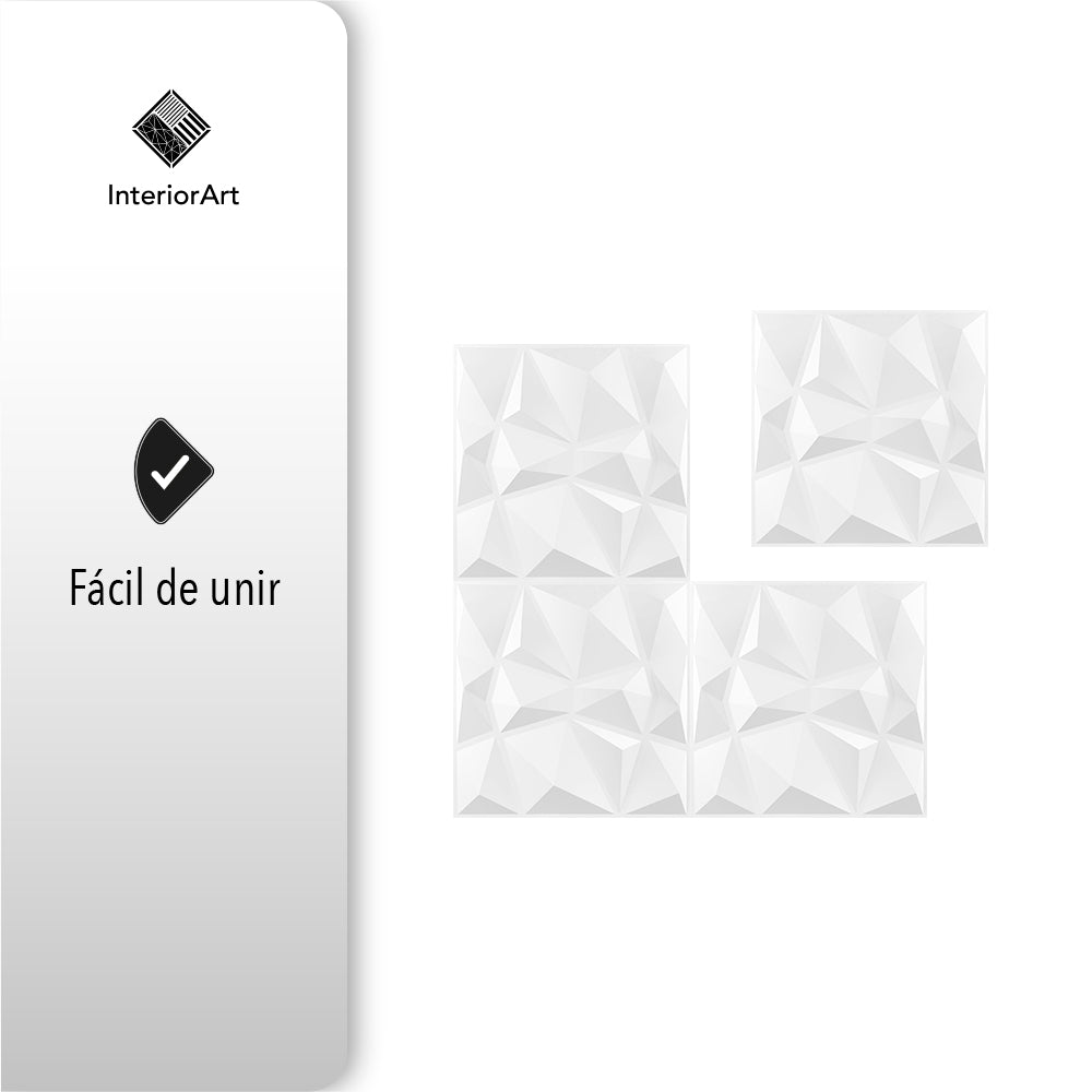 PANEL 3D DECORATIVO 50X50 CM 20 PZAS COLOR BLANCO FIGURA DIAMANTE