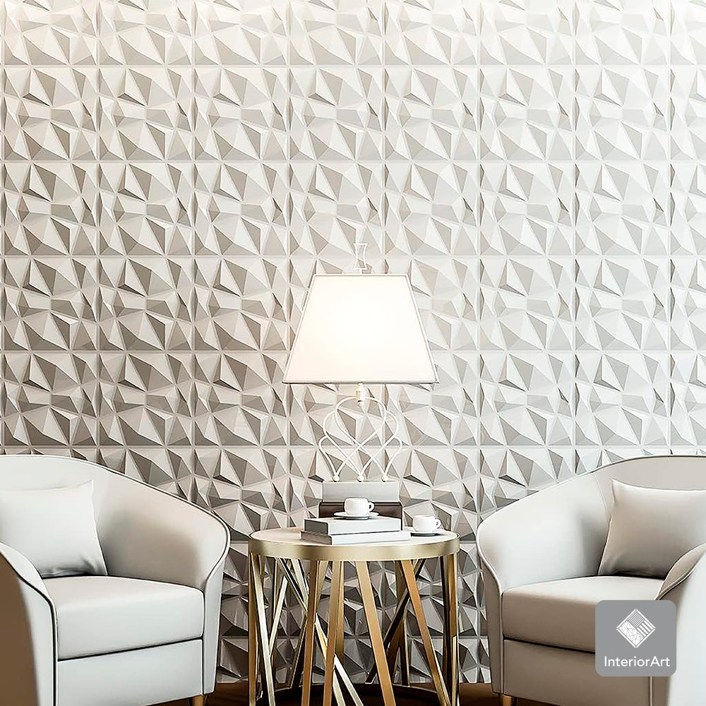 PANEL 3D DECORATIVO 50X50 CM 20 PZAS COLOR BLANCO FIGURA DIAMANTE