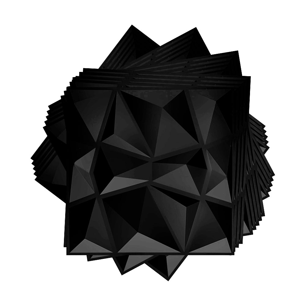 PANEL 3D DECORATIVO 50X50 CM 20 PZAS COLOR NEGRO FIGURA DIAMANTE