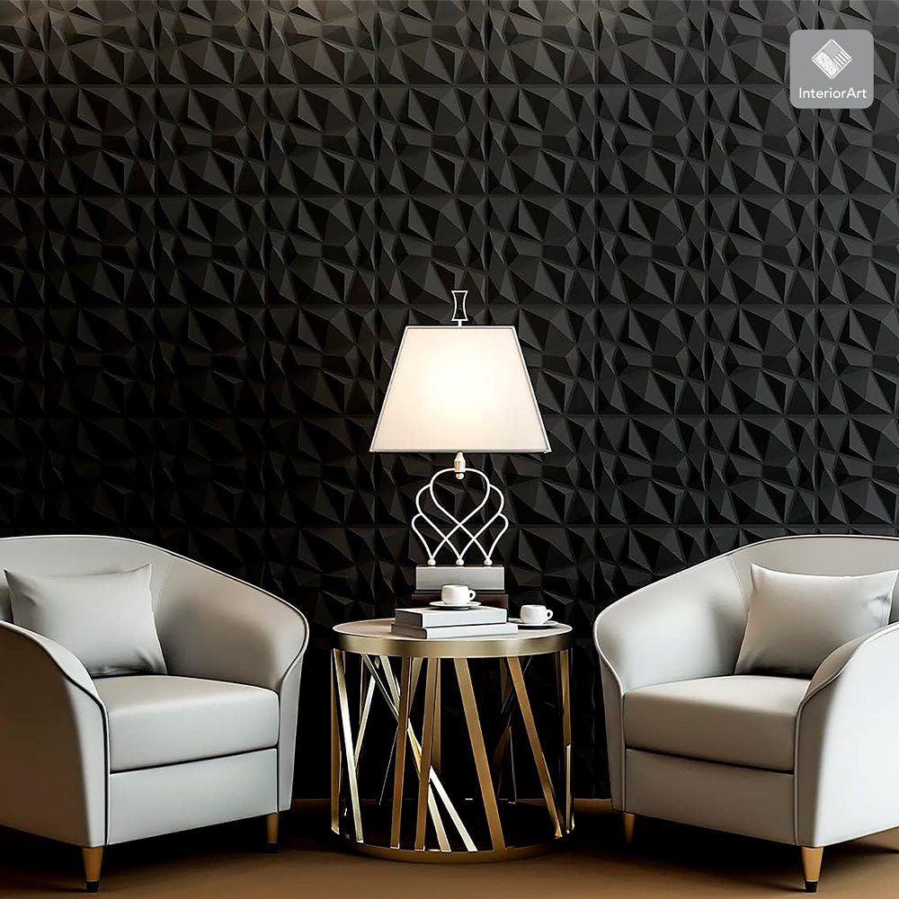PANEL 3D DECORATIVO 50X50 CM 20 PZAS COLOR NEGRO FIGURA DIAMANTE