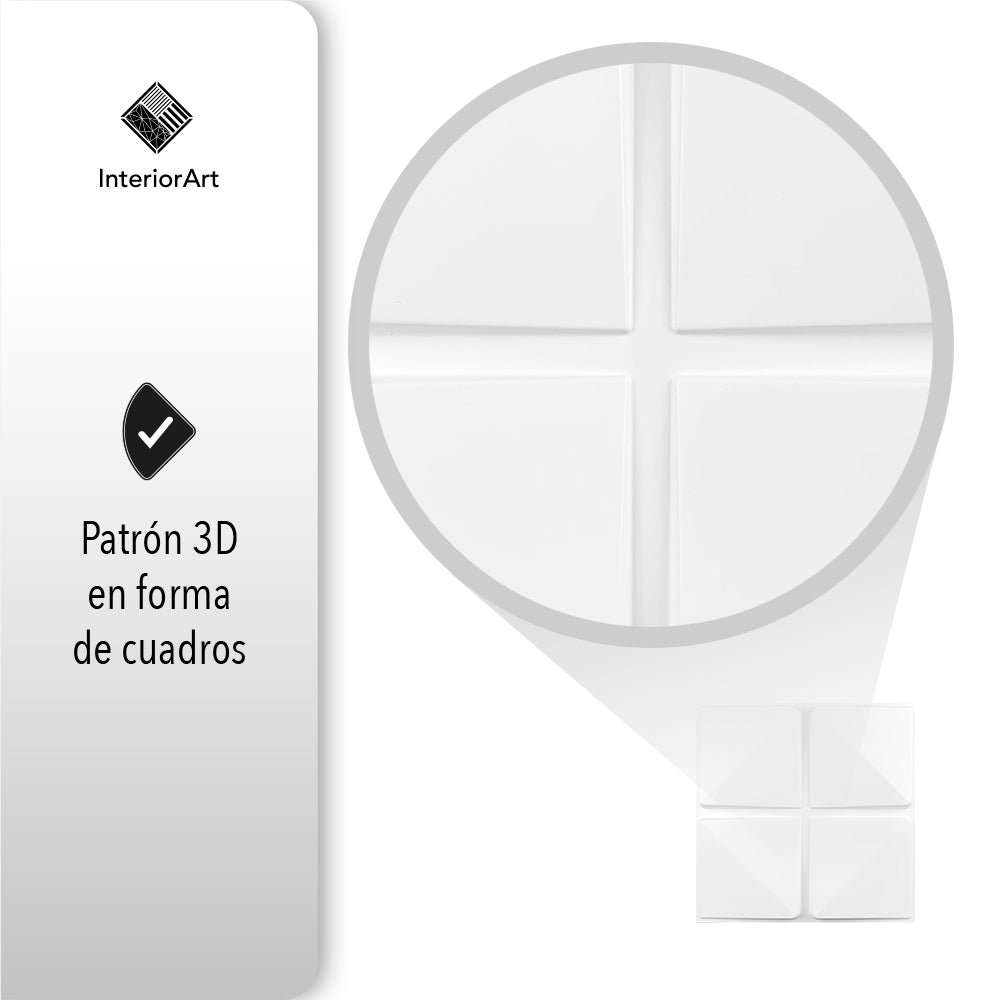 PANEL 3D DECORATIVO 50X50 CM 20 PZAS COLOR BLANCO FIGURA CUADROS