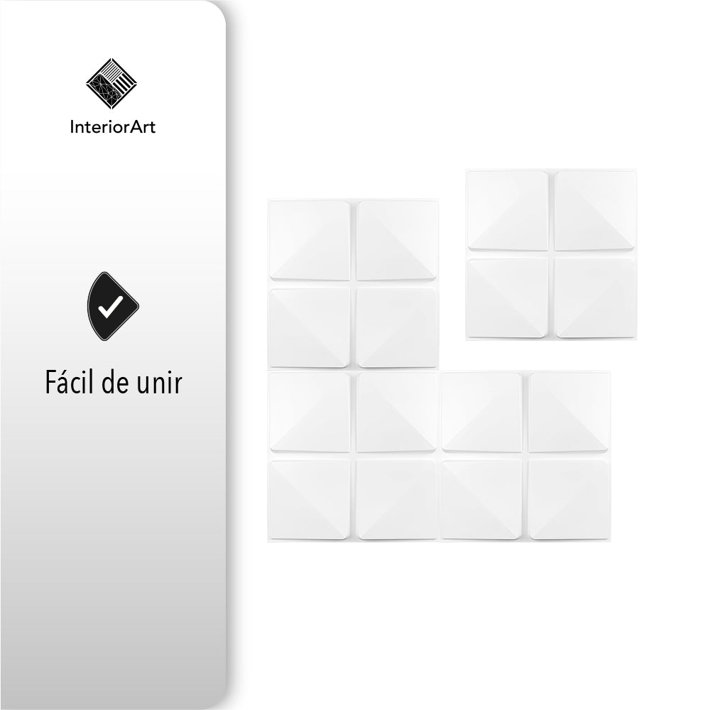 PANEL 3D DECORATIVO 50X50 CM 20 PZAS COLOR BLANCO FIGURA CUADROS