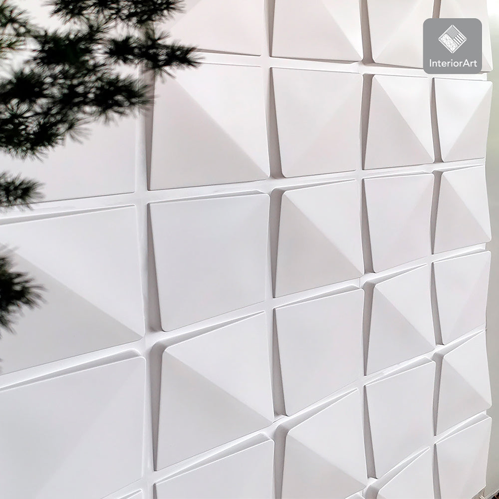 PANEL 3D DECORATIVO 50X50 CM 20 PZAS COLOR BLANCO FIGURA CUADROS