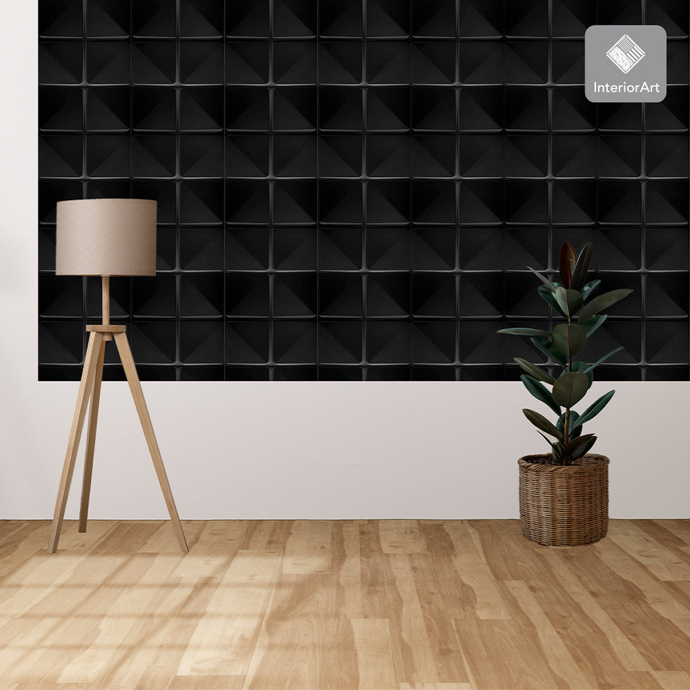 PANEL 3D DECORATIVO 50X50 CM 20 PZAS COLOR NEGRO FIGURA CUADROS