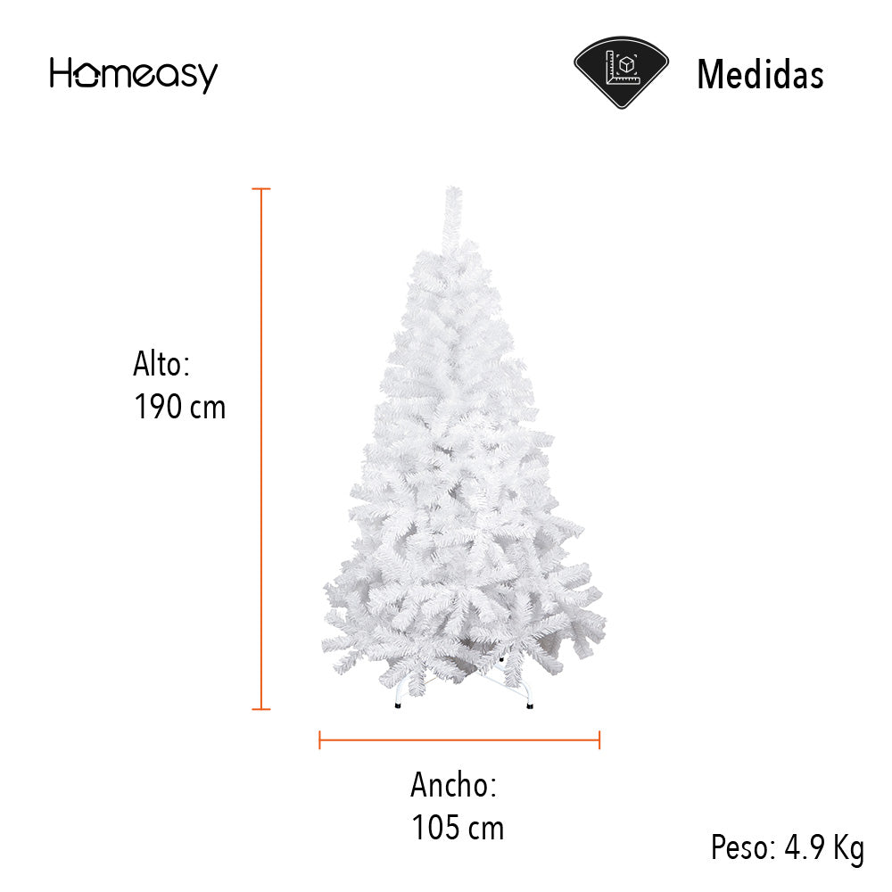 ARBOL ARTIFICIAL DE NAVIDAD BLANCO 1.90 MTS