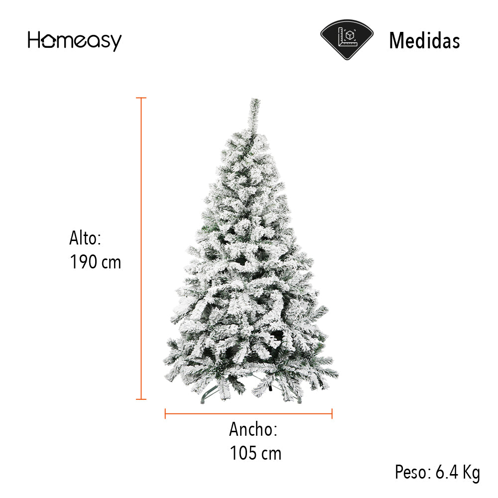 ARBOL ARTIFICIAL DE NAVIDAD NEVADO 1.90MTS