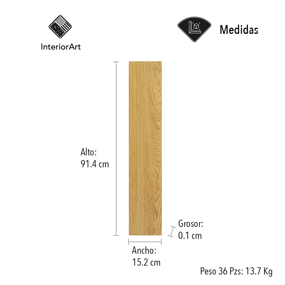 PISO AUTOADHESIVO TIPO DUELA 5 M² COLOR CAFÉ CLARO