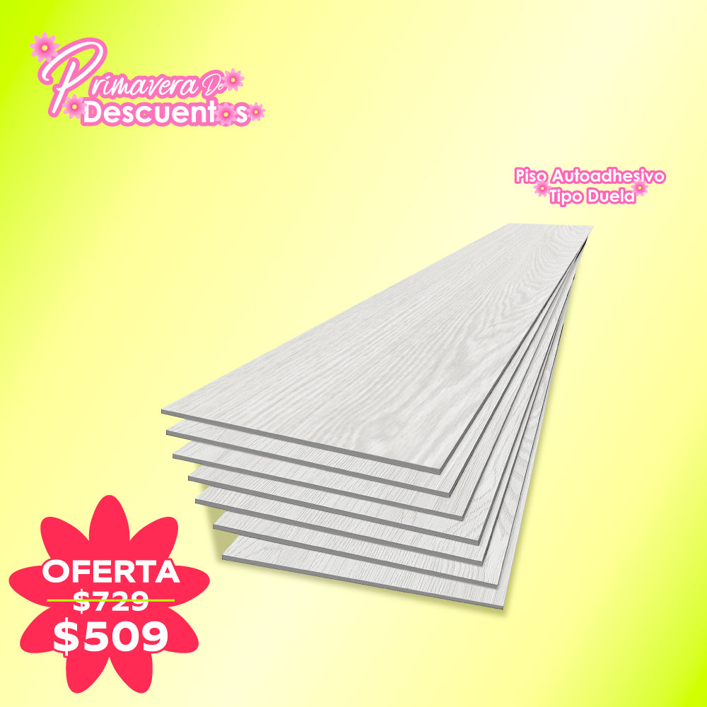 PISO AUTOADHESIVO TIPO DUELA 5 M² COLOR GRIS