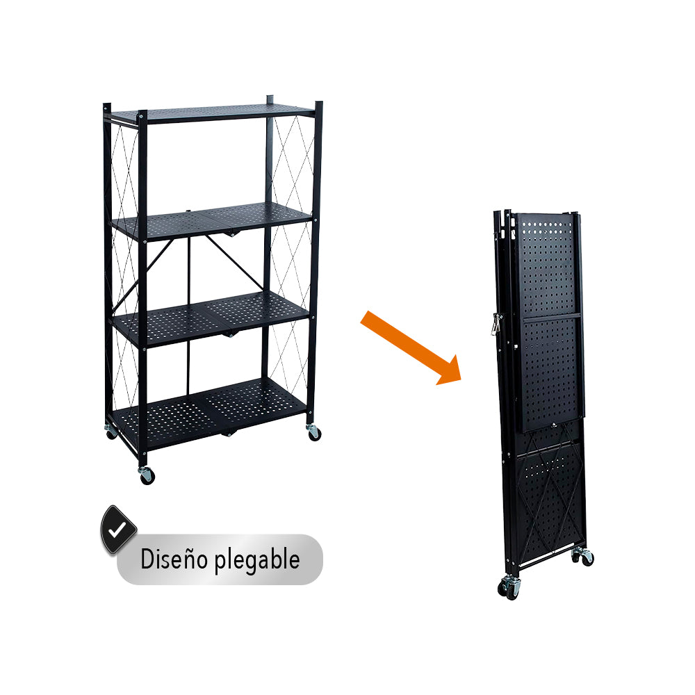 ESTANTE ANAQUEL ORGANIZADOR PLEGABLE METÁLICO DE 4 NIVELES