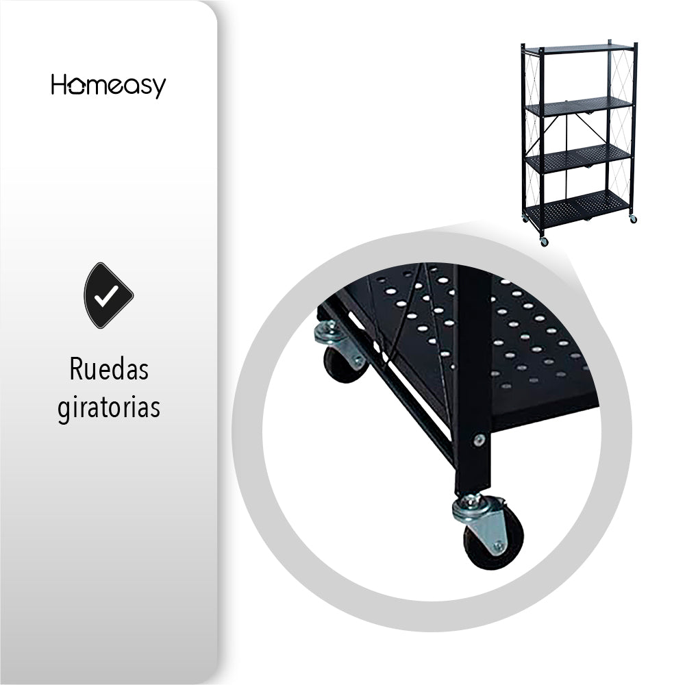 ESTANTE ANAQUEL ORGANIZADOR PLEGABLE METÁLICO DE 4 NIVELES