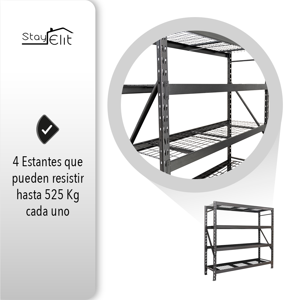 ESTANTE ANAQUEL METÁLICO DE 4 NIVELES SOPORTA 2.1 TONELADAS