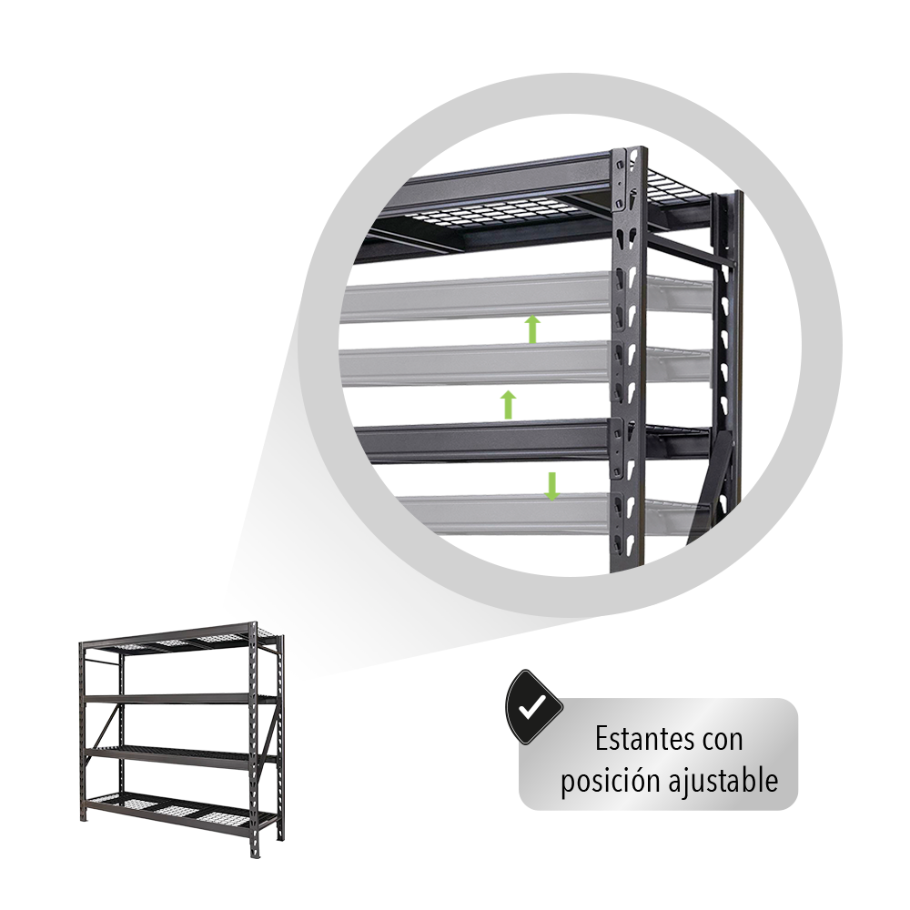 ESTANTE ANAQUEL METÁLICO DE 4 NIVELES SOPORTA 2.1 TONELADAS