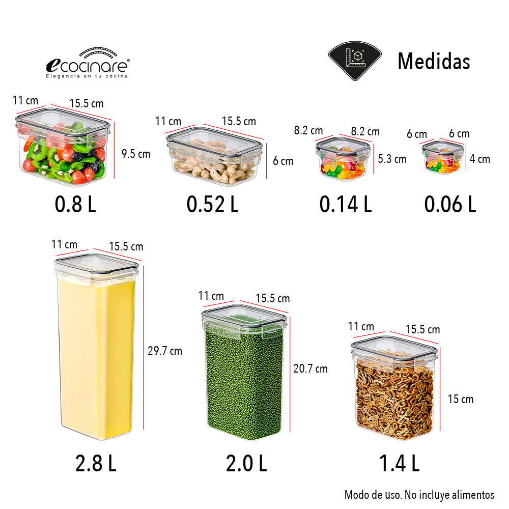 SET DE RECIPIENTES HERMÉTICOS CON TAPA PARA GUARDAR ALIMENTOS