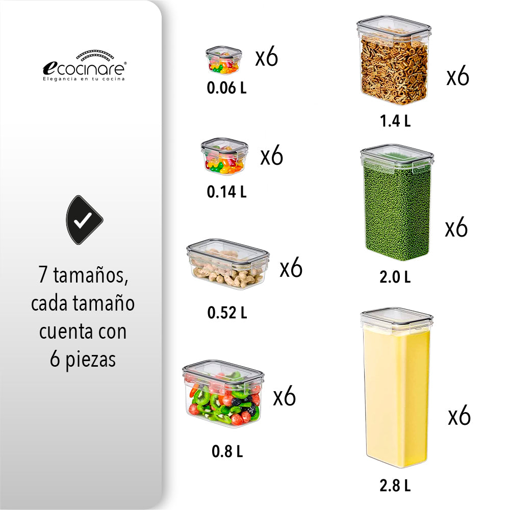 SET DE RECIPIENTES HERMÉTICOS CON TAPA PARA GUARDAR ALIMENTOS