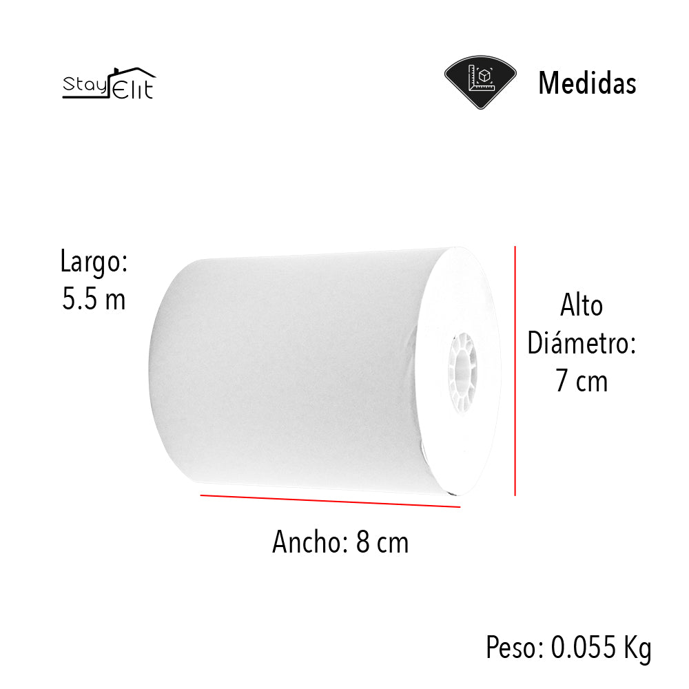 50 ROLLOS DE PAPEL TÉRMICO 80 X 70 MM