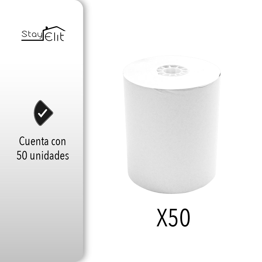 50 ROLLOS DE PAPEL TÉRMICO 80 X 70 MM