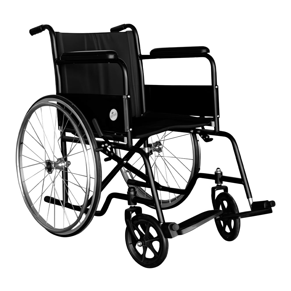 SILLA DE RUEDAS PLEGABLE CON ARO DE IMPULSO EN ACERO (SALDOS)