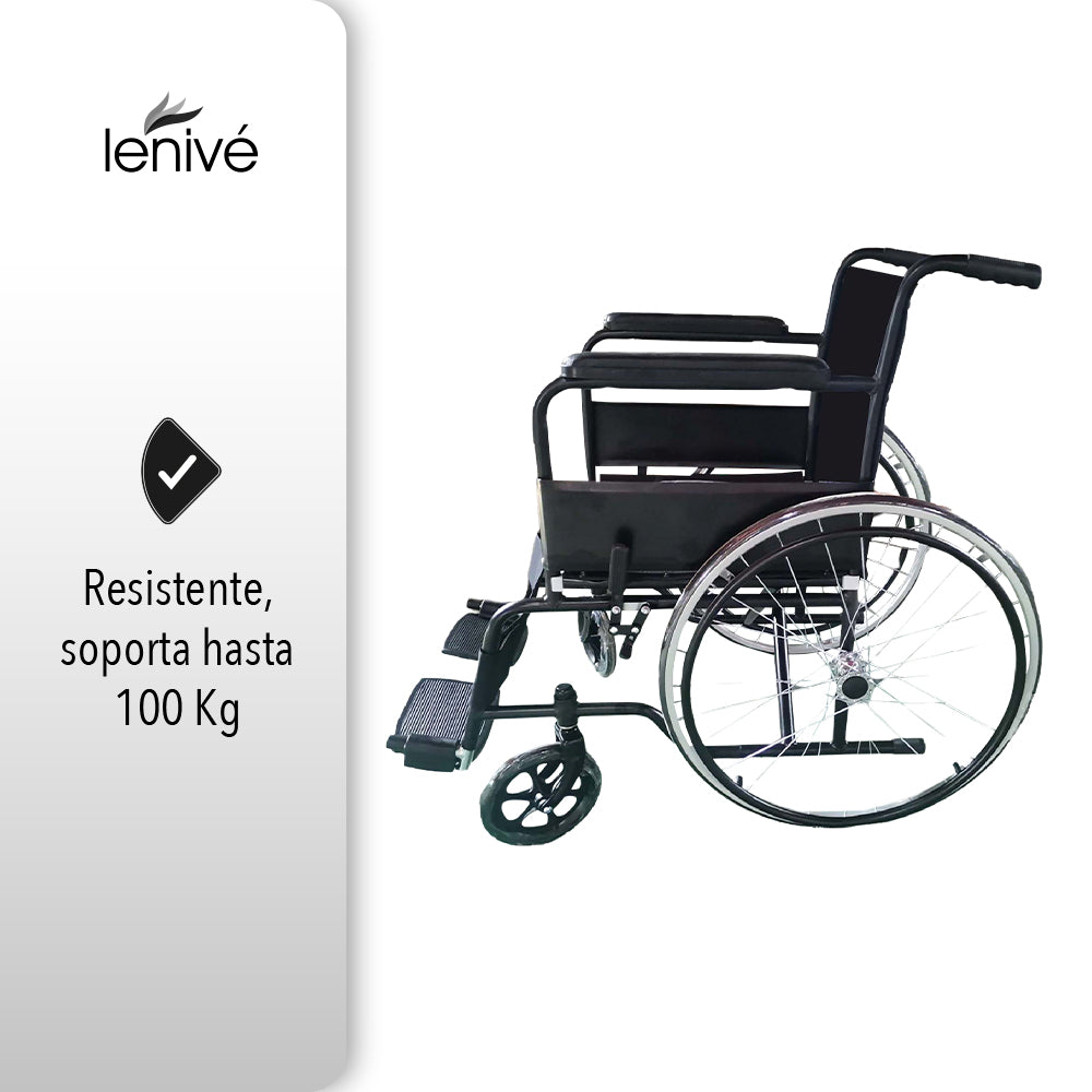 SILLA DE RUEDAS PLEGABLE CON ARO DE IMPULSO EN ACERO (SALDOS)