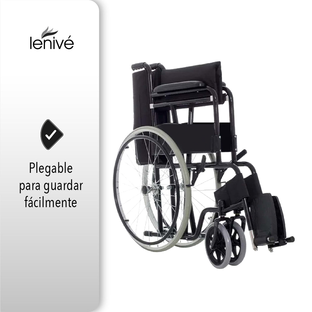 SILLA DE RUEDAS PLEGABLE CON ARO DE IMPULSO EN ACERO (SALDOS)