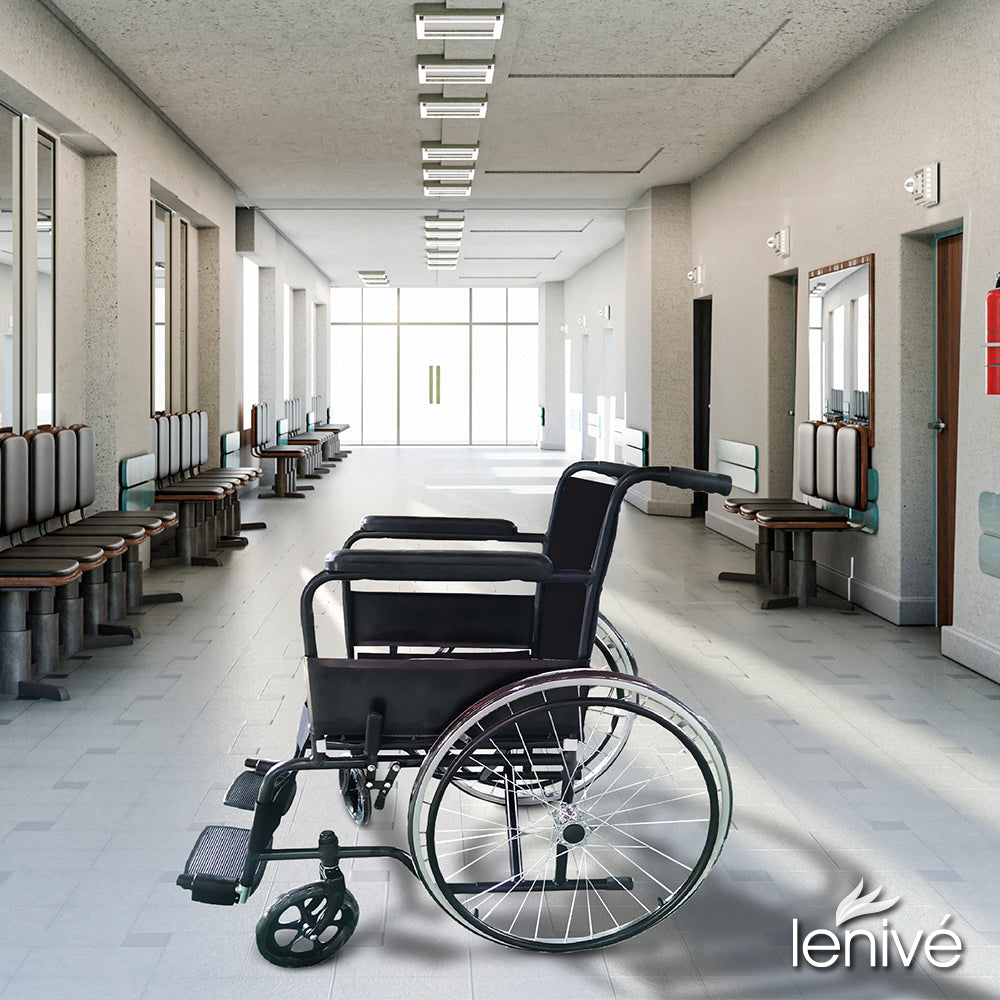 SILLA DE RUEDAS PLEGABLE CON ARO DE IMPULSO EN ACERO (SALDOS)